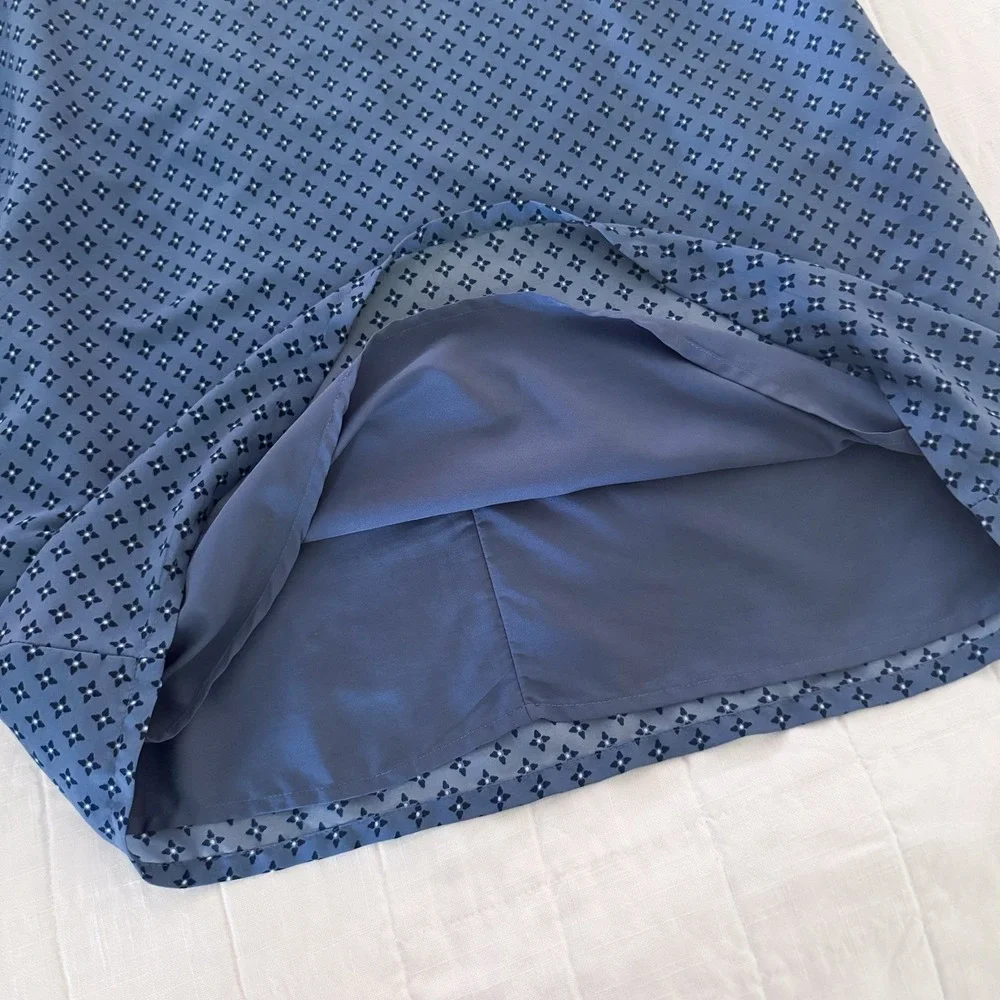 Abercrombie & Fitch Dress Womens SMALL Blue Mini Shift Dress EUC Satin Feel